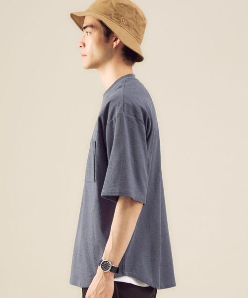 green label relaxing（グリーンレーベルリラクシング）の「OLT SC ヘンプ コットン クレープ クルーネック 半袖 カットソー（Tシャツ/カットソー・メンズ・ワインレッド/オフホワイト/ネイビー/オリーブ/ケリー・LARGE/SMALL/MEDIUM）」の7枚目の写真