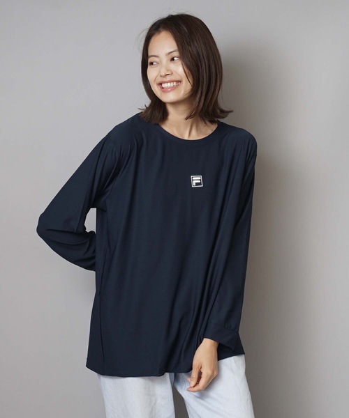 FILA(フィラ)の「【FILA/フィラ】レディースロゴロングTシャツ(Tシャツ/カットソー・レディース・ホワイト/ブラック/パープル/ネイビー/サックスブルー/ピンク/イエロー・MEDIUM/LARGE/X-LARGE)」の4枚目の写真