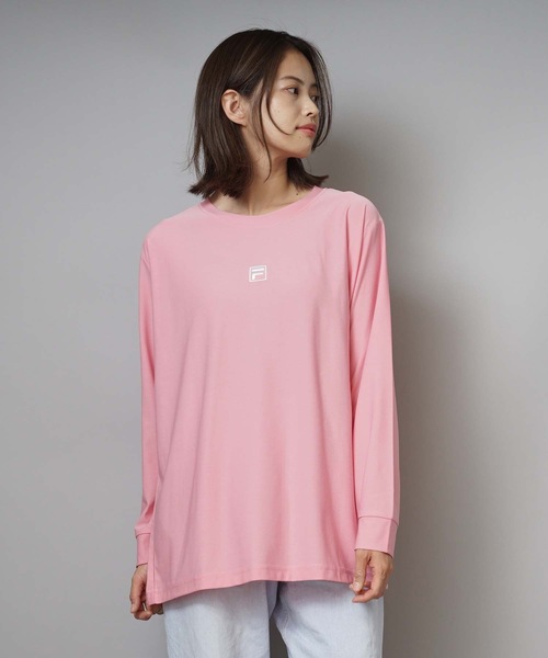 FILA(フィラ)の「【FILA/フィラ】レディースロゴロングTシャツ(Tシャツ/カットソー・レディース・ホワイト/ブラック/パープル/ネイビー/サックスブルー/ピンク/イエロー・MEDIUM/LARGE/X-LARGE)」の7枚目の写真