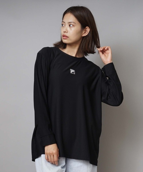 FILA(フィラ)の「【FILA/フィラ】レディースロゴロングTシャツ(Tシャツ/カットソー・レディース・ホワイト/ブラック/パープル/ネイビー/サックスブルー/ピンク/イエロー・MEDIUM/LARGE/X-LARGE)」の3枚目の写真