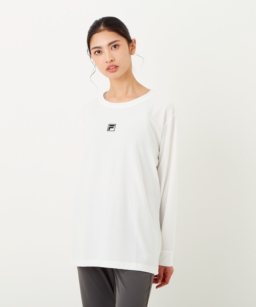 FILA(フィラ)の「【FILA/フィラ】レディースロゴロングTシャツ(Tシャツ/カットソー・レディース・ホワイト/ブラック/パープル/ネイビー/サックスブルー/ピンク/イエロー・MEDIUM/LARGE/X-LARGE)」の12枚目の写真