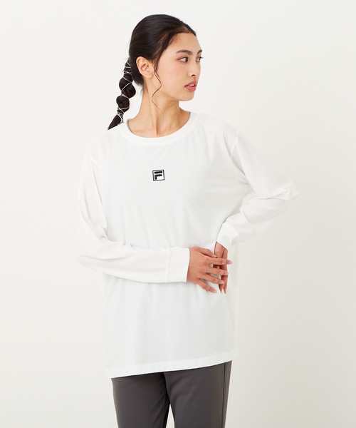 FILA(フィラ)の「【FILA/フィラ】レディースロゴロングTシャツ(Tシャツ/カットソー・レディース・ホワイト/ブラック/パープル/ネイビー/サックスブルー/ピンク/イエロー・MEDIUM/LARGE/X-LARGE)」の13枚目の写真