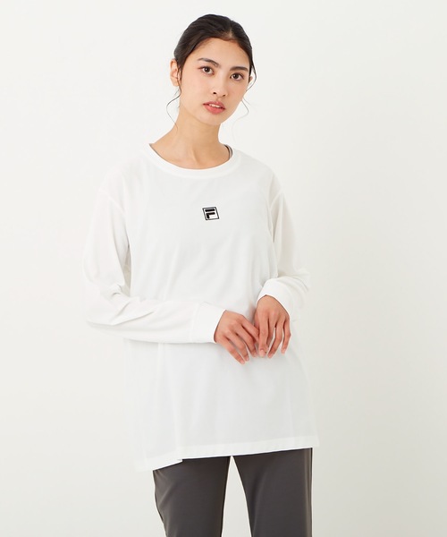 FILA(フィラ)の「【FILA/フィラ】レディースロゴロングTシャツ(Tシャツ/カットソー・レディース・ホワイト/ブラック/パープル/ネイビー/サックスブルー/ピンク/イエロー・MEDIUM/LARGE/X-LARGE)」の14枚目の写真