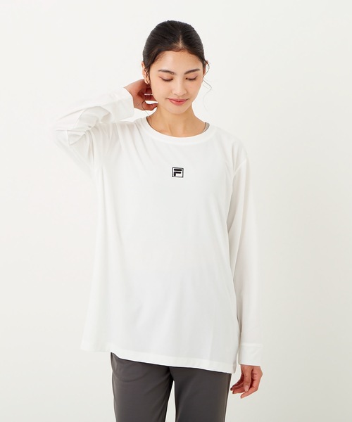 FILA(フィラ)の「【FILA/フィラ】レディースロゴロングTシャツ(Tシャツ/カットソー・レディース・ホワイト/ブラック/パープル/ネイビー/サックスブルー/ピンク/イエロー・MEDIUM/LARGE/X-LARGE)」の15枚目の写真