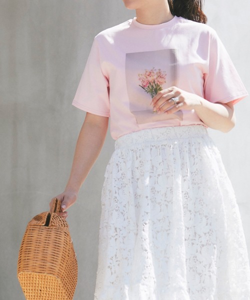 &. NOSTALGIA（アンドドットノスタルジア）の「フォトプリントTシャツ（Tシャツ/カットソー・レディース・ピンク/ホワイト・FREE）」の7枚目の写真
