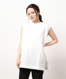 Samansa Mos2 blue | フレンチスリーブチュニック(シャツ/ブラウス)