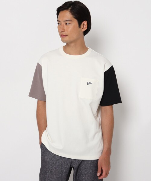 THE SHOP TK （ザ ショップ ティーケー ）の「◆【洗ってもヘタらない】タフTシャツ（Tシャツ/カットソー・メンズ・チャコールグレー/オリーブ/オレンジ/ライトパープル/ライトブルー/ホワイト系7/オフホワイト・02/03/04）」の3枚目の写真