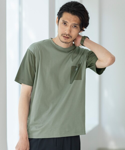 THE SHOP TK （ザ ショップ ティーケー ）の「◆【洗ってもヘタらない】タフTシャツ（Tシャツ/カットソー・メンズ・チャコールグレー/オリーブ/オレンジ/ライトパープル/ライトブルー/ホワイト系7/オフホワイト・02/03/04）」の5枚目の写真