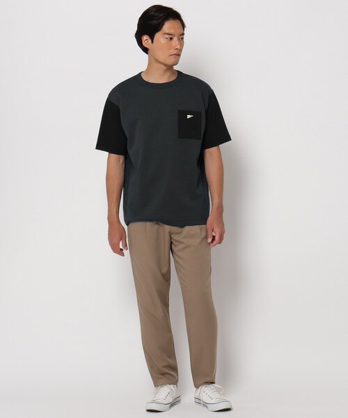 THE SHOP TK （ザ ショップ ティーケー ）の「◆【洗ってもヘタらない】タフTシャツ（Tシャツ/カットソー・メンズ・チャコールグレー/オリーブ/オレンジ/ライトパープル/ライトブルー/ホワイト系7/オフホワイト・02/03/04）」の10枚目の写真