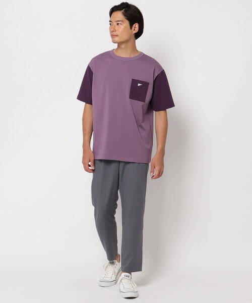 THE SHOP TK （ザ ショップ ティーケー ）の「◆【洗ってもヘタらない】タフTシャツ（Tシャツ/カットソー・メンズ・チャコールグレー/オリーブ/オレンジ/ライトパープル/ライトブルー/ホワイト系7/オフホワイト・02/03/04）」の12枚目の写真