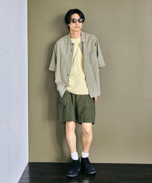 green label relaxing（グリーンレーベルリラクシング）の「OLT＜ 機能 / 手洗い可 ＞ ウォッシャブル TWLNN ワイドカラー 半袖 シャツ（シャツ/ブラウス・メンズ・パープル/ネイビー/オリーブ・SMALL/MEDIUM/LARGE/X-LARGE）」の10枚目の写真