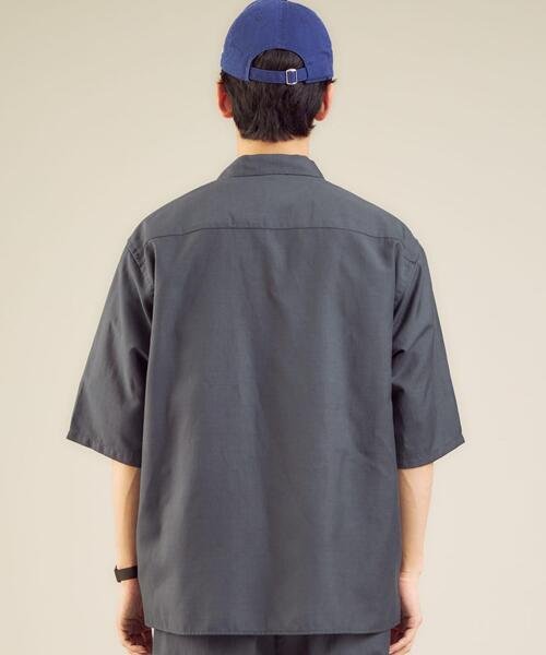 green label relaxing（グリーンレーベルリラクシング）の「OLT＜ 機能 / 手洗い可 ＞ ウォッシャブル TWLNN ワイドカラー 半袖 シャツ（シャツ/ブラウス・メンズ・パープル/ネイビー/オリーブ・SMALL/MEDIUM/LARGE/X-LARGE）」の5枚目の写真