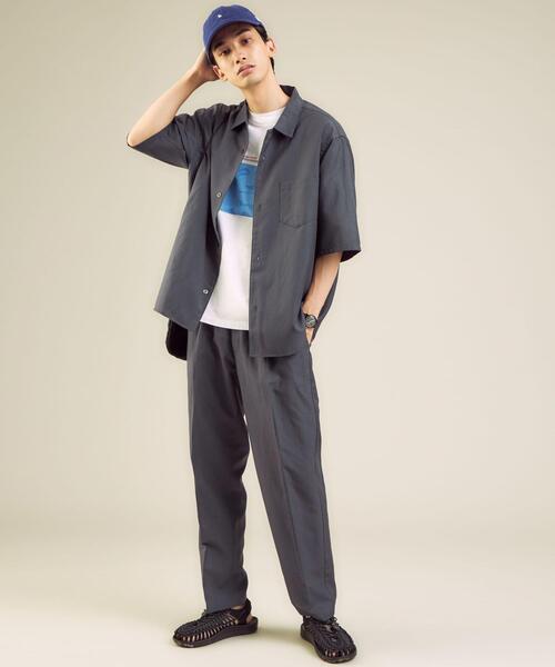 green label relaxing（グリーンレーベルリラクシング）の「OLT＜ 機能 / 手洗い可 ＞ ウォッシャブル TWLNN ワイドカラー 半袖 シャツ（シャツ/ブラウス・メンズ・パープル/ネイビー/オリーブ・SMALL/MEDIUM/LARGE/X-LARGE）」の13枚目の写真