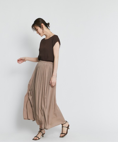 RIVE DROITE（リヴドロワ）の「柔らかく軽やかな印象　レーヨン混ギャザースカート（スカート・レディース・ベージュ/グリーン系その他/チャコールグレー/バイオレット・FREE）」の10枚目の写真