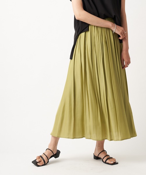 RIVE DROITE（リヴドロワ）の「柔らかく軽やかな印象　レーヨン混ギャザースカート（スカート・レディース・ベージュ/グリーン系その他/チャコールグレー/バイオレット・FREE）」の20枚目の写真