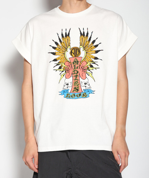 ALDIES(アールディーズ)の「Hell Ear Roll T / ヘルイヤーロールT(Tシャツ/カットソー・メンズ・ホワイト/イエロー/ブラック/ピンク・SMALL/MEDIUM/LARGE)」の2枚目の写真