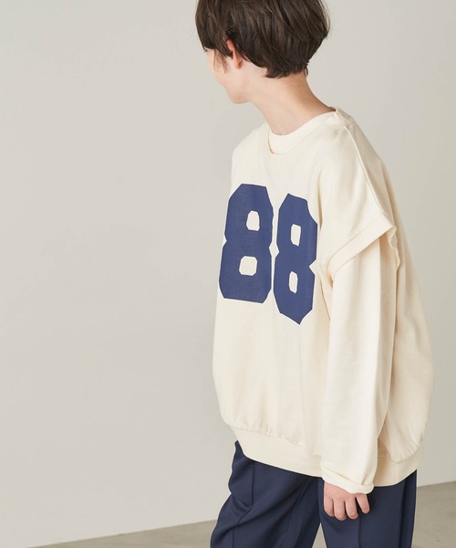 ＆yam（アンドヤム）の「USA裏毛オーバーサイズビッグプリントベスト（ベスト・キッズ・ベージュ/ホワイト/ブルー/ブラック・110-120cm/130-140cm/140-150cm/120-130cm/150-160cm）」の6枚目の写真