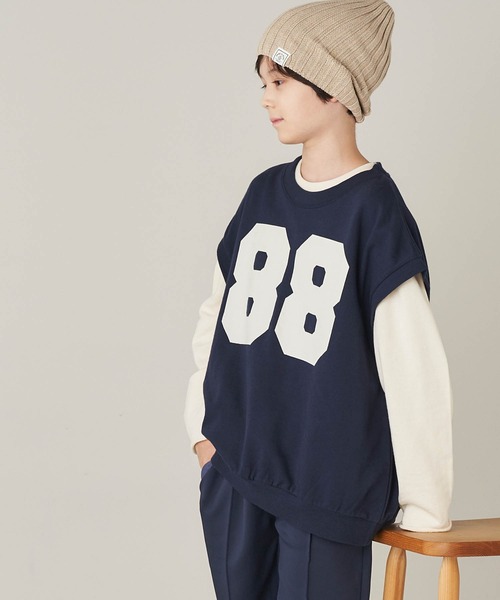 ＆yam（アンドヤム）の「USA裏毛オーバーサイズビッグプリントベスト（ベスト・キッズ・ベージュ/ホワイト/ブルー/ブラック・110-120cm/130-140cm/140-150cm/120-130cm/150-160cm）」の19枚目の写真