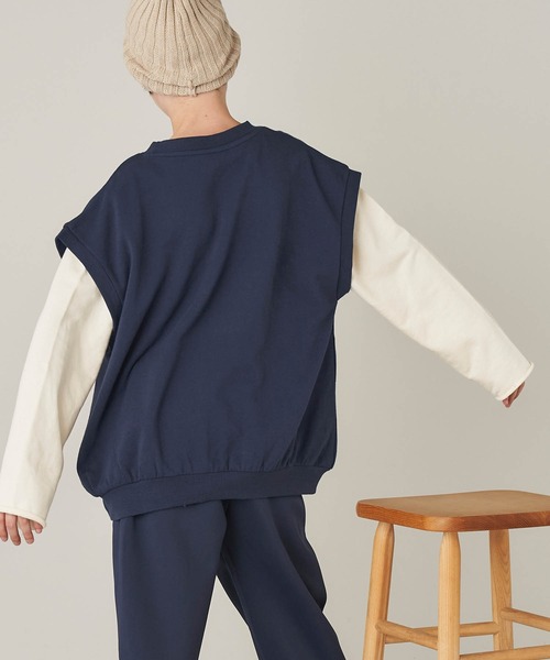 ＆yam（アンドヤム）の「USA裏毛オーバーサイズビッグプリントベスト（ベスト・キッズ・ベージュ/ホワイト/ブルー/ブラック・110-120cm/130-140cm/140-150cm/120-130cm/150-160cm）」の20枚目の写真