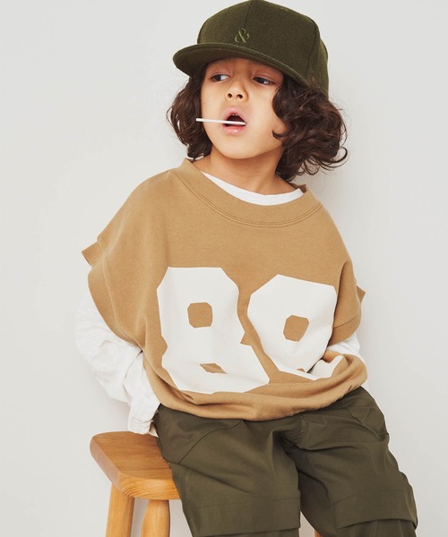 ＆yam（アンドヤム）の「USA裏毛オーバーサイズビッグプリントベスト（ベスト・キッズ・ベージュ/ホワイト/ブルー/ブラック・110-120cm/130-140cm/140-150cm/120-130cm/150-160cm）」の13枚目の写真