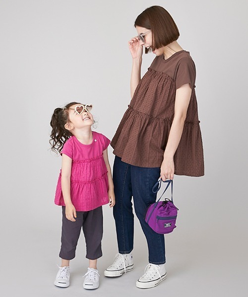 petit main(プティマイン)の「【リンク/接触冷感】切替ティアードTシャツ(Tシャツ/カットソー・キッズ・ダークブラウン/エメラルド/マジェンタ・80cm/90cm/110cm/120cm/130cm/100cm)」の16枚目の写真