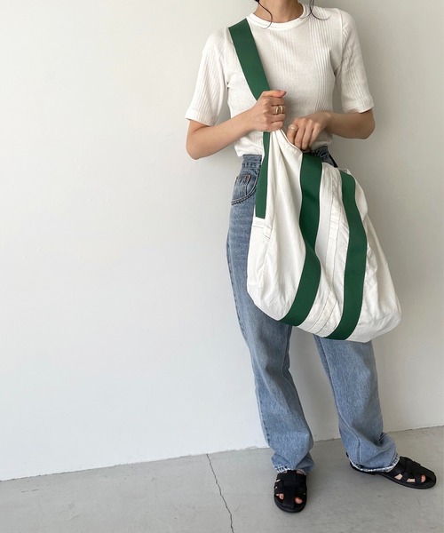 CANAL JEAN（キャナルジーン）の「RCW BLUE LABEL(ブルーレーベル) ボストンバッグ（ボストンバッグ・レディース・ホワイト/グリーン・ONE SIZE）」の9枚目の写真