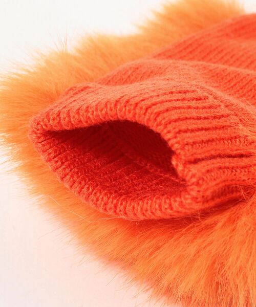 Ray BEAMS（レイビームス）の「Ray BEAMS / フェイク ミンク ハンドウォーマー（手袋・レディース・オレンジ/ミント・ONE SIZE）」の4枚目の写真
