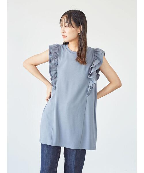 Sugar spoon(シュガースプーン)の「・SUGAR SPOON ラッフルスリーブチュニック*(Tシャツ/カットソー・レディース・カーキ/ベージュ/ブラック/ブルー・FREE)」の16枚目の写真
