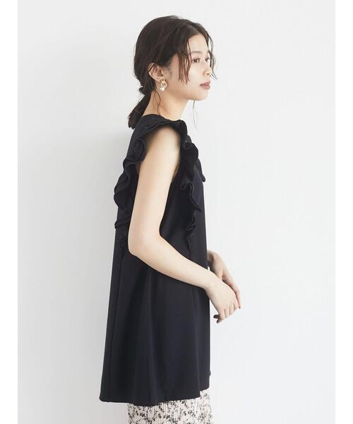 Sugar spoon(シュガースプーン)の「・SUGAR SPOON ラッフルスリーブチュニック*(Tシャツ/カットソー・レディース・カーキ/ベージュ/ブラック/ブルー・FREE)」の6枚目の写真