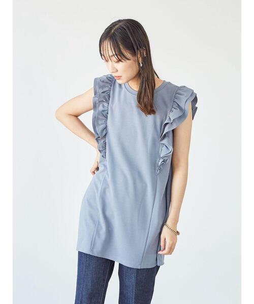 Sugar spoon(シュガースプーン)の「・SUGAR SPOON ラッフルスリーブチュニック*(Tシャツ/カットソー・レディース・カーキ/ベージュ/ブラック/ブルー・FREE)」の22枚目の写真