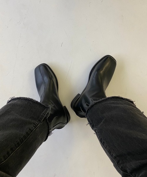 Aunt Marie's（アントマリーズ）の「スクエアトゥストレッチレザーブーツ（ブーツ・レディース・ブラック/ダークブラウン/アイボリー/ベージュ・S/M/L）」の11枚目の写真