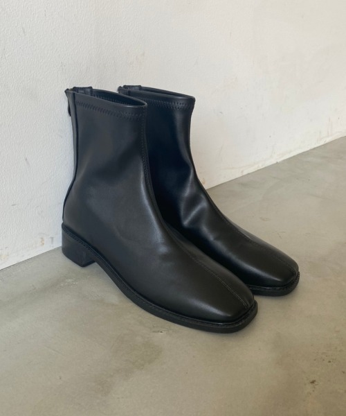 Aunt Marie's（アントマリーズ）の「スクエアトゥストレッチレザーブーツ（ブーツ・レディース・ブラック/ダークブラウン/アイボリー/ベージュ・S/M/L）」の16枚目の写真