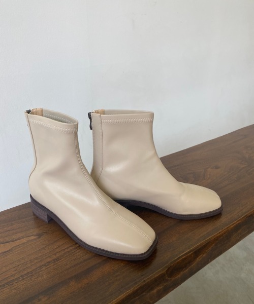 Aunt Marie's（アントマリーズ）の「スクエアトゥストレッチレザーブーツ（ブーツ・レディース・ブラック/ダークブラウン/アイボリー/ベージュ・S/M/L）」の9枚目の写真