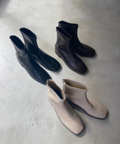 Aunt Marie's（アントマリーズ）の「スクエアトゥストレッチレザーブーツ（ブーツ・レディース・ブラック/ダークブラウン/アイボリー/ベージュ・S/M/L）」の21枚目の写真