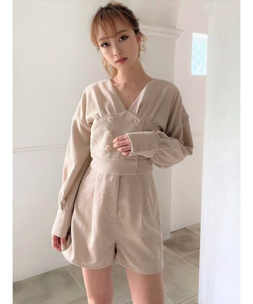 RESEXXY（リゼクシー）の「ボリュームスリーブショートコンビネゾン（つなぎ/オールインワン・レディース・ブラウン/グリーン/ベージュ・FREE）」の5枚目の写真