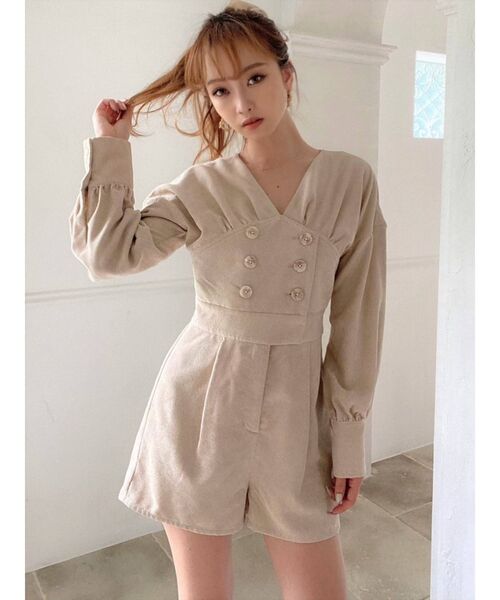 RESEXXY（リゼクシー）の「ボリュームスリーブショートコンビネゾン（つなぎ/オールインワン・レディース・ブラウン/グリーン/ベージュ・FREE）」の6枚目の写真