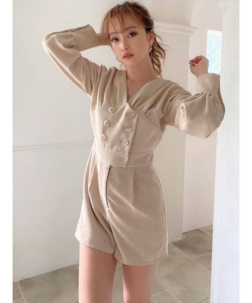 RESEXXY（リゼクシー）の「ボリュームスリーブショートコンビネゾン（つなぎ/オールインワン・レディース・ブラウン/グリーン/ベージュ・FREE）」の7枚目の写真