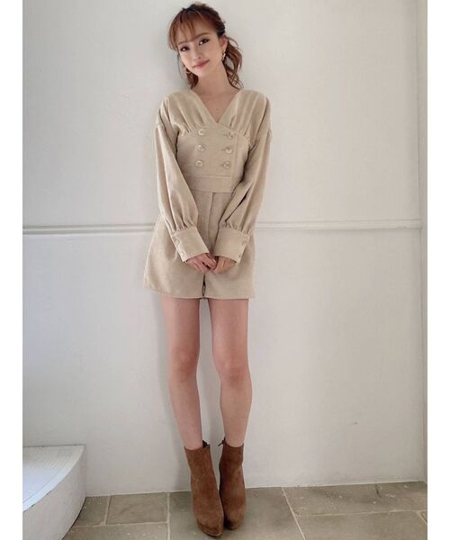 RESEXXY（リゼクシー）の「ボリュームスリーブショートコンビネゾン（つなぎ/オールインワン・レディース・ブラウン/グリーン/ベージュ・FREE）」の8枚目の写真