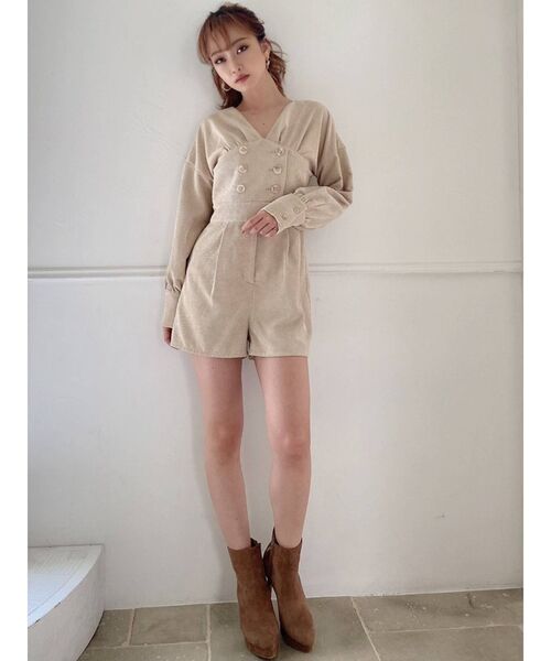 RESEXXY（リゼクシー）の「ボリュームスリーブショートコンビネゾン（つなぎ/オールインワン・レディース・ブラウン/グリーン/ベージュ・FREE）」の9枚目の写真