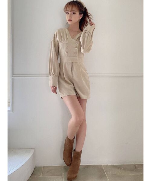 RESEXXY（リゼクシー）の「ボリュームスリーブショートコンビネゾン（つなぎ/オールインワン・レディース・ブラウン/グリーン/ベージュ・FREE）」の10枚目の写真