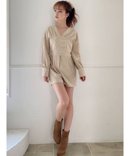 RESEXXY（リゼクシー）の「ボリュームスリーブショートコンビネゾン（つなぎ/オールインワン・レディース・ブラウン/グリーン/ベージュ・FREE）」の11枚目の写真