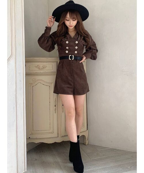 RESEXXY（リゼクシー）の「ボリュームスリーブショートコンビネゾン（つなぎ/オールインワン・レディース・ブラウン/グリーン/ベージュ・FREE）」の13枚目の写真