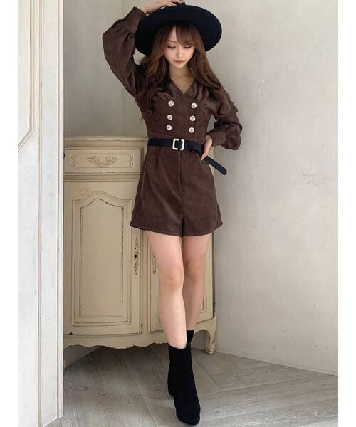 RESEXXY（リゼクシー）の「ボリュームスリーブショートコンビネゾン（つなぎ/オールインワン・レディース・ブラウン/グリーン/ベージュ・FREE）」の14枚目の写真