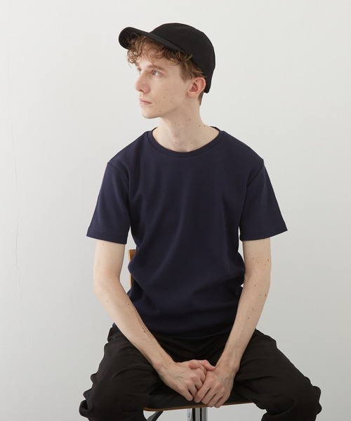 TONE SELECT WEAR(トーンセレクトウェア)の「【TONE BY AS】サーマル半袖クルーネックTEE(BL)(Tシャツ/カットソー・メンズ・ホワイト/ブラック/ネイビー/グレー/カーキ/サックスブルー/ライトピンク・LARGE/X-LARGE/MEDIUM)」の5枚目の写真