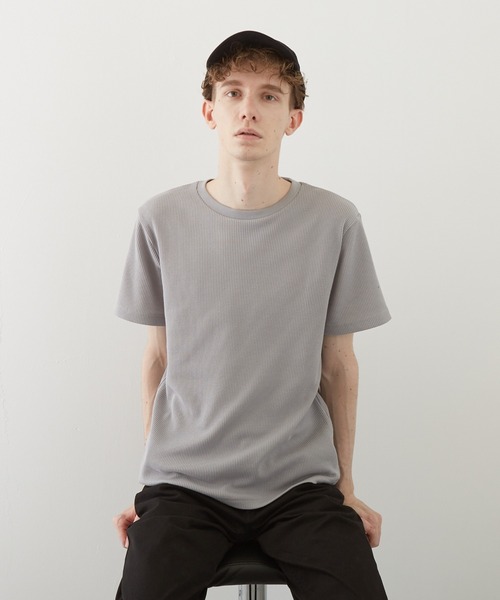 TONE SELECT WEAR(トーンセレクトウェア)の「【TONE BY AS】サーマル半袖クルーネックTEE(BL)(Tシャツ/カットソー・メンズ・ホワイト/ブラック/ネイビー/グレー/カーキ/サックスブルー/ライトピンク・LARGE/X-LARGE/MEDIUM)」の3枚目の写真