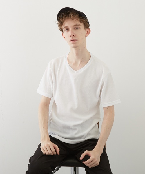 TONE SELECT WEAR(トーンセレクトウェア)の「【TONE BY AS】サーマル半袖クルーネックTEE(BL)(Tシャツ/カットソー・メンズ・ホワイト/ブラック/ネイビー/グレー/カーキ/サックスブルー/ライトピンク・LARGE/X-LARGE/MEDIUM)」の1枚目の写真