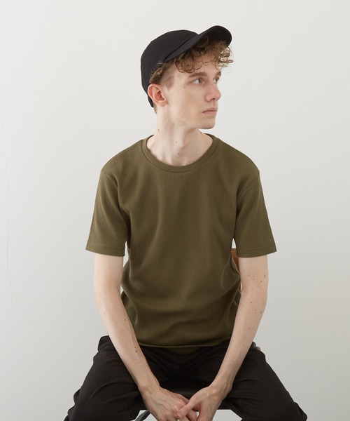TONE SELECT WEAR(トーンセレクトウェア)の「【TONE BY AS】サーマル半袖クルーネックTEE(BL)(Tシャツ/カットソー・メンズ・ホワイト/ブラック/ネイビー/グレー/カーキ/サックスブルー/ライトピンク・LARGE/X-LARGE/MEDIUM)」の4枚目の写真