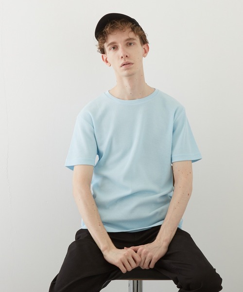 TONE SELECT WEAR(トーンセレクトウェア)の「【TONE BY AS】サーマル半袖クルーネックTEE(BL)(Tシャツ/カットソー・メンズ・ホワイト/ブラック/ネイビー/グレー/カーキ/サックスブルー/ライトピンク・LARGE/X-LARGE/MEDIUM)」の6枚目の写真