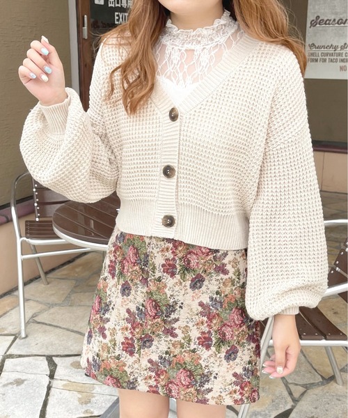 apres jour(アプレジュール)の「ワッフル編みカーデ【ZOZOTOWN限定アイテム】(カーディガン/ボレロ・レディース・グリーン系その他/アイボリー/ライトベージュ/モカ・フリー/X-LARGE)」の7枚目の写真