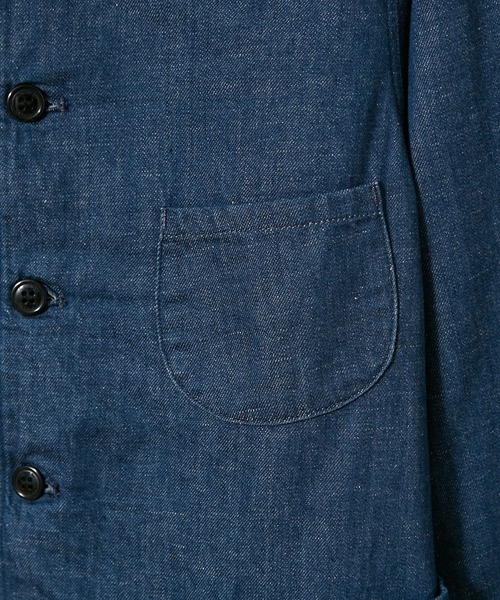 SAKULA(サクラ)の「【SAKULA/サクラ】WORK TAILORED JACKET/デニムワークテーラードジャケット(カバーオール・メンズ・インディゴブルー/ブルー・1/2)」の7枚目の写真